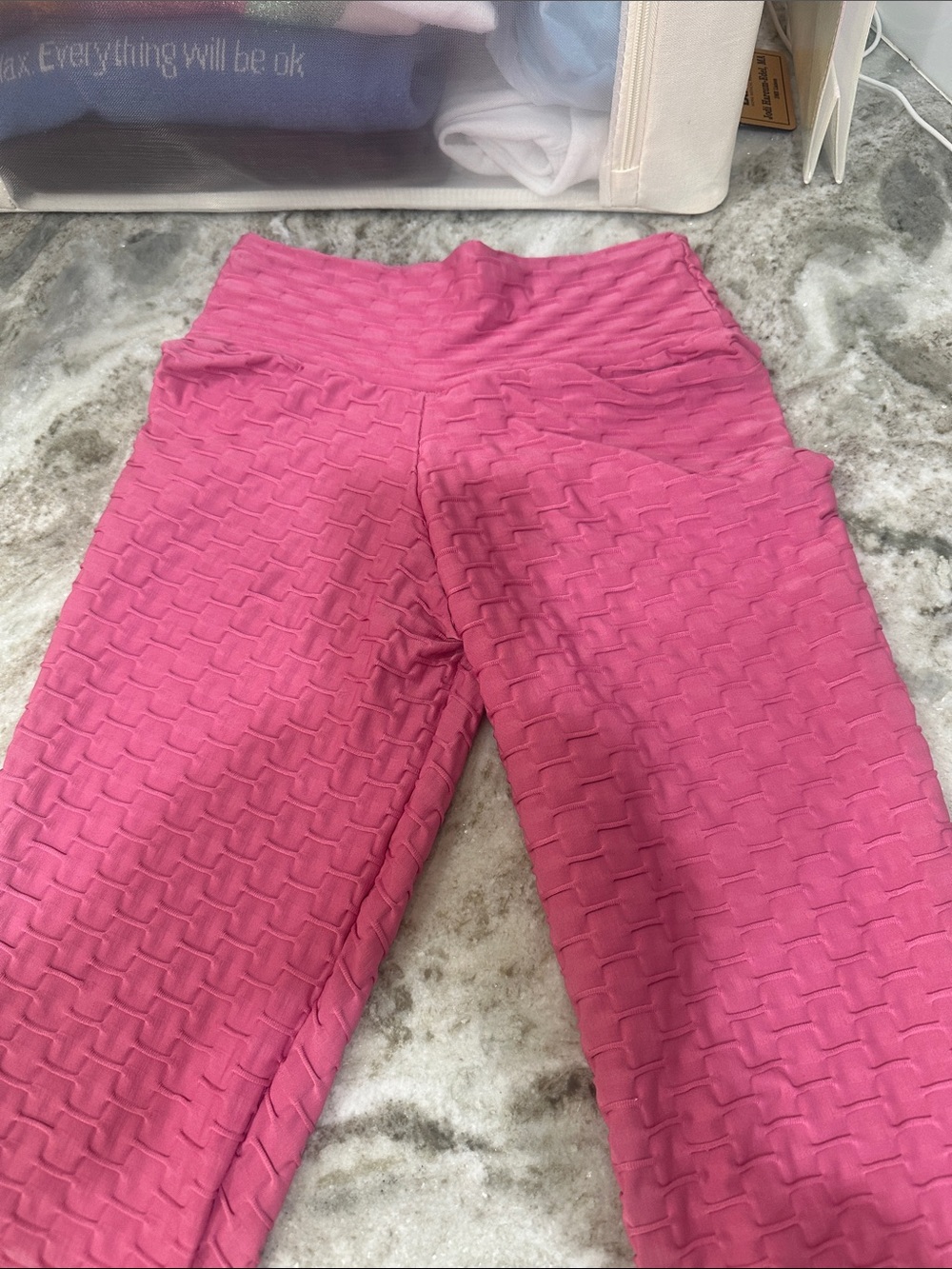 Brazil women’s Pink Textured High-Waist booty scrunch Leggings Medium